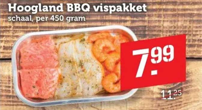 Hoogland BBQ vispakket schaal, per 450 gram