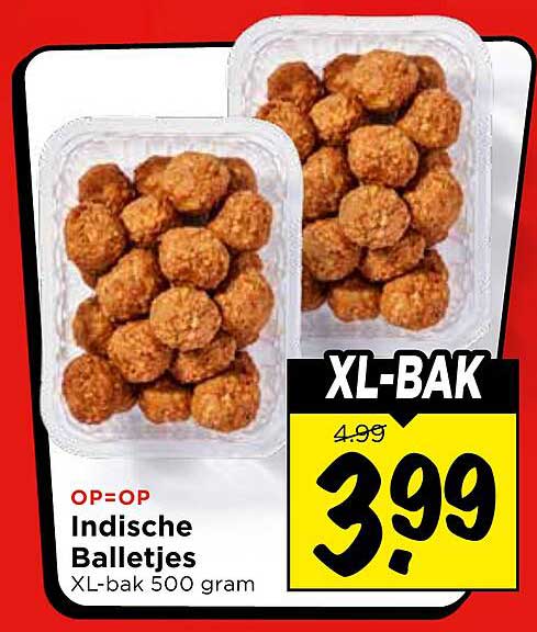 Indische Balletjes XL-bak 500 gram XL-BAK