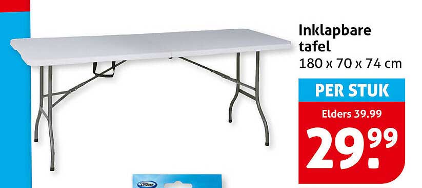 Inklapbare tafel 180 x 70 x 74 cm PER STUK