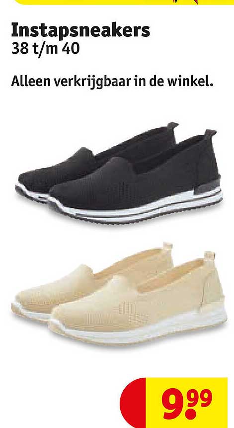 Instapsneakers 38 t/m 40 Alleen verkrijgbaar in de winkel.