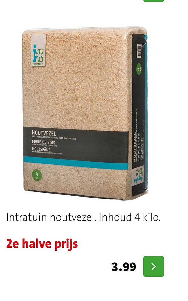 Intratuin houtvezel. Inhoud 4 kilo. 2e halve prijs