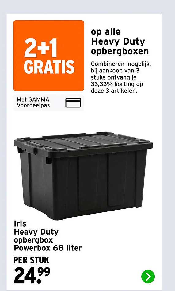 Iris Heavy Duty opbergbox Powerbox 68 liter 2+1 GRATIS