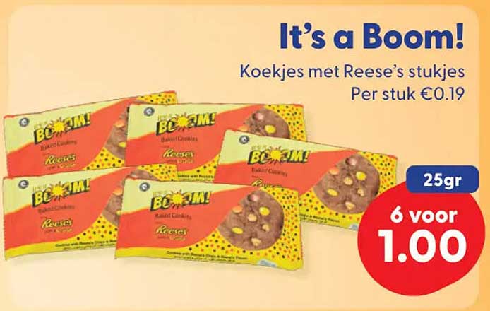 It's a Boom! Koekjes met Reese's stukjes 25gr 6 voor 1.00