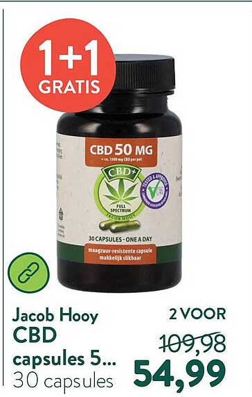 Jacob Hooy CBD capsules 5... 30 capsules 1+1 GRATIS
