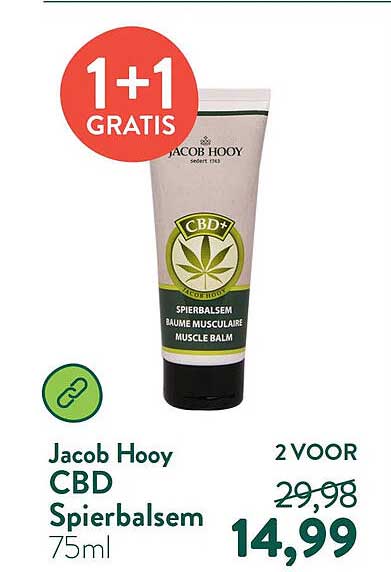 Jacob Hooy CBD Spierbalsem 75ml 1+1 GRATIS