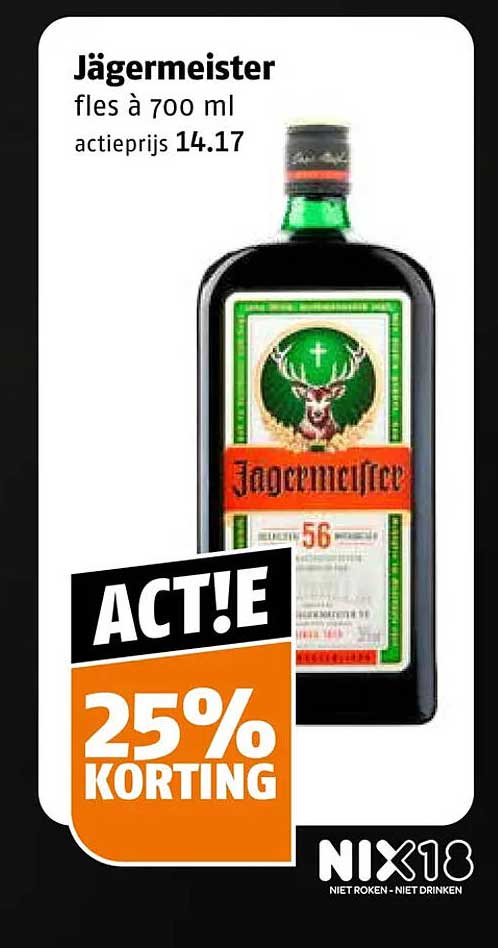 Jägermeister fles à 700 ml 25% korting