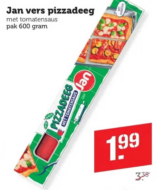 Jan vers pizzadeeg met tomatensaus pak 600 gram