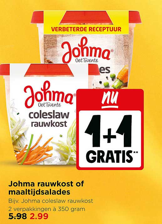 Johma rauwkost of maaltijdsalades 1+1 GRATIS