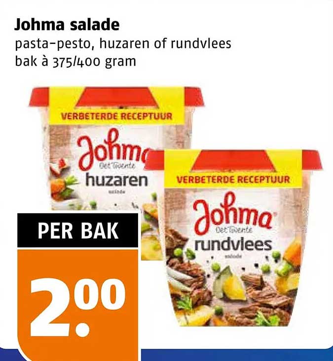 Johma salade pasta-pesto, huzaren of rundvlees bak à 375/400 gram