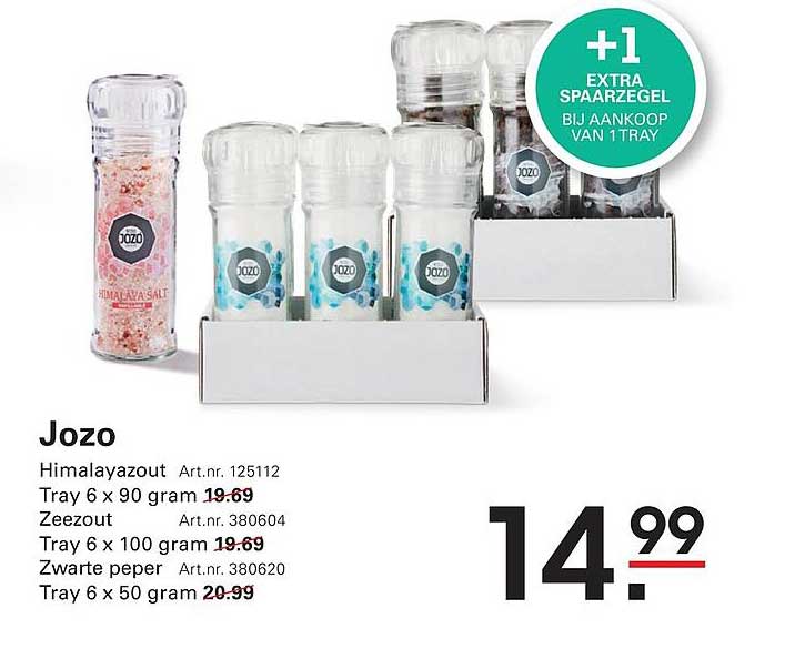Jozo Himalayazout, Zeezout, Zwarte peper +1 extra spaarzegel bij aankoop van 1 tray