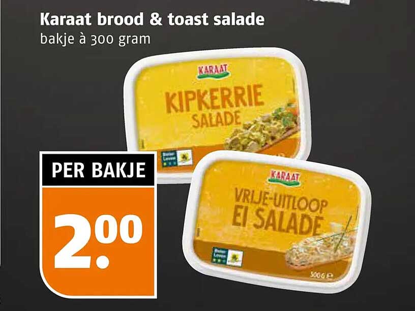 Karaat brood & toast salade bakje à 300 gram