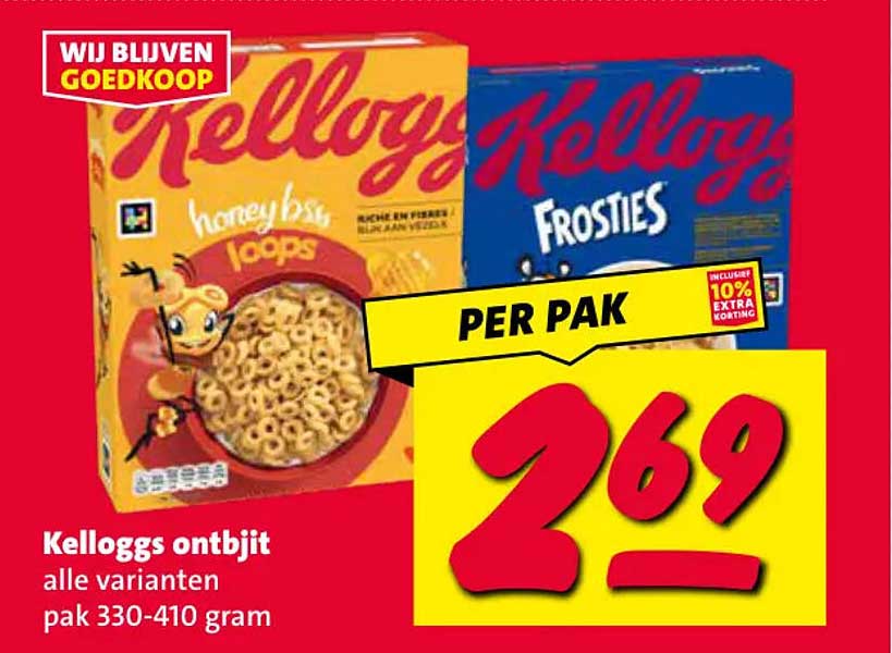 Kelloggs ontbijt alle varianten pak 330-410 gram
