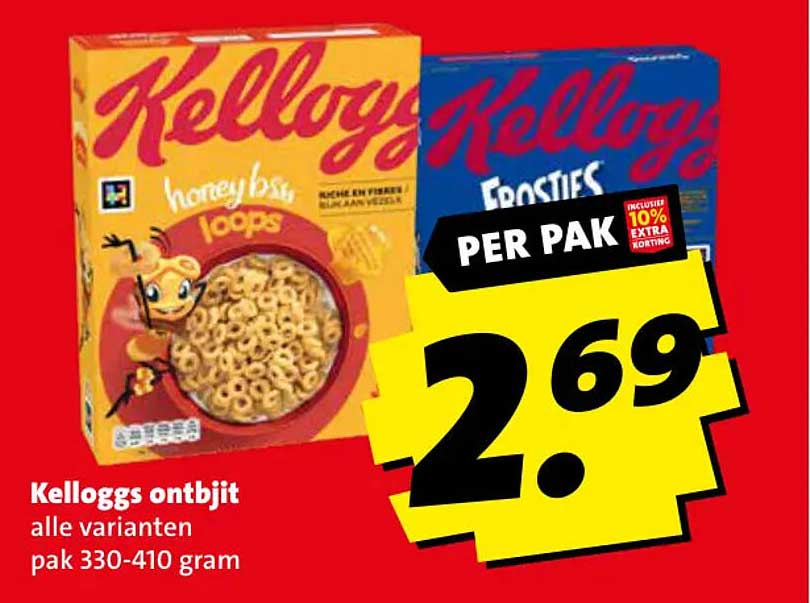 Kelloggs ontbijt alle varianten pak 330-410 gram