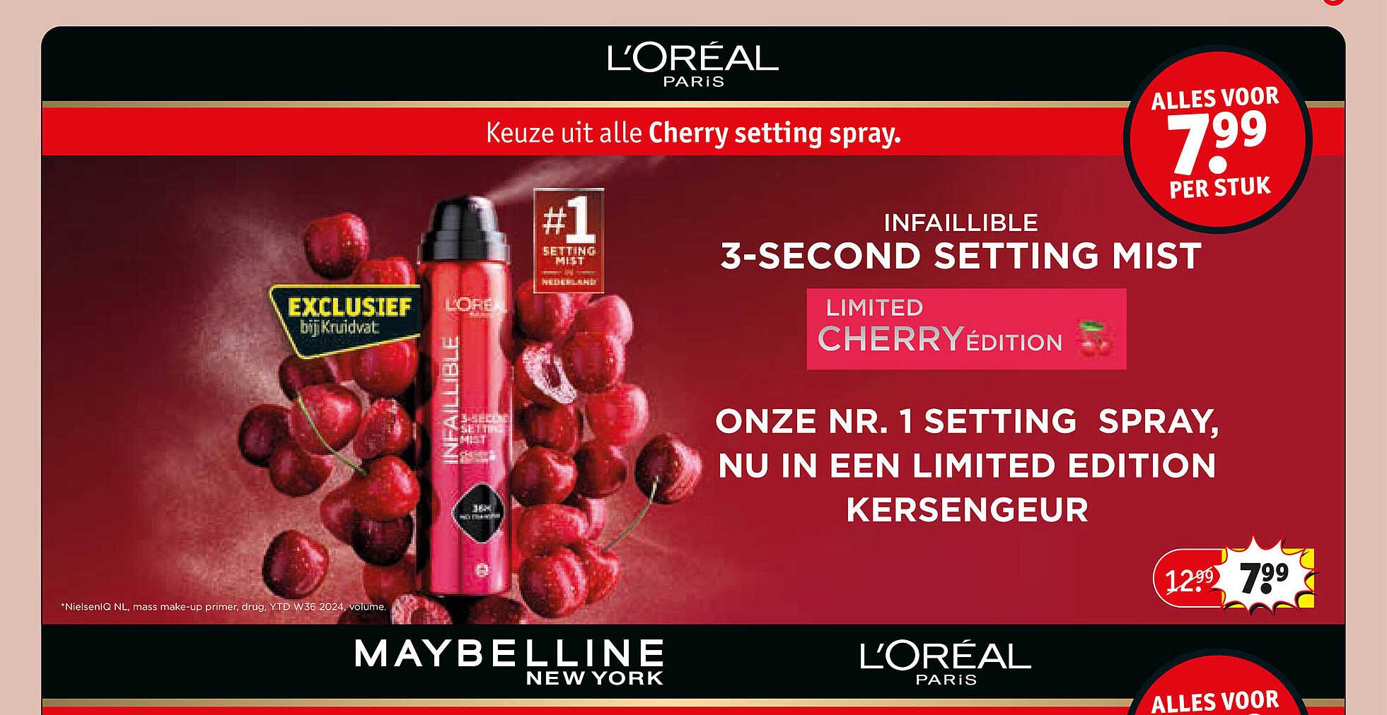 Keuze uit alle Cherry setting spray. Infaillible 3-Second Setting Mist limited Cherry edition, exclusief bij Kruidvat