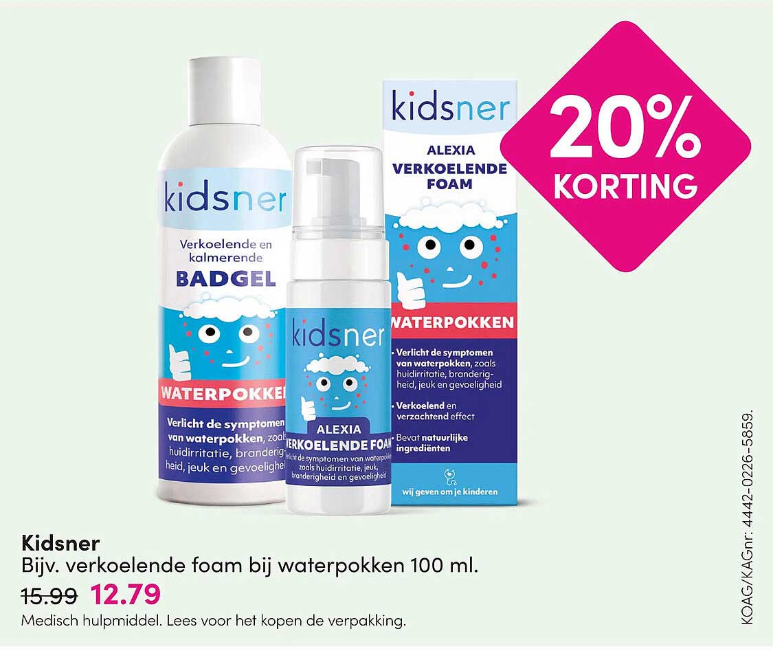 Kidsner Bijv. verkoelende foam bij waterpokken 100 ml. 20% KORTING