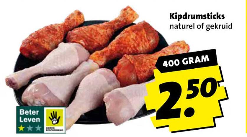 Kipdrumsticks naturel of gekruid 400 gram