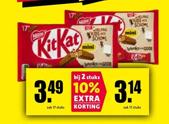 KitKat mini breaks-goo kids school mini bij 2 stuks 10% EXTRA KORTING