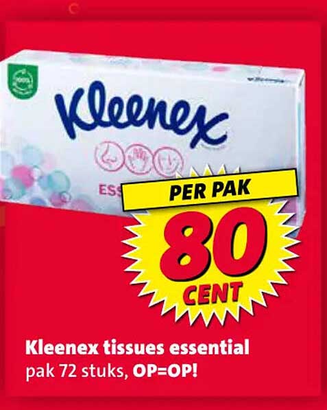 Kleenex tissues essential pak 72 stuks, OP=OP!