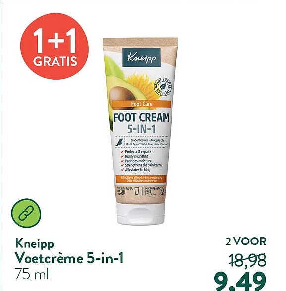 Kneipp Voetcrème 5-in-1 1+1 gratis