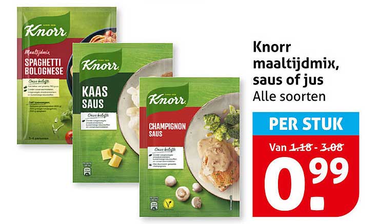 Knorr maaltijdmix, saus of jus Alle soorten PER STUK