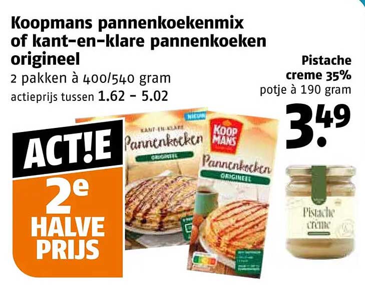 Koopmans pannenkoekenmix of kant-en-klare pannenkoeken origineel 2e halve prijs