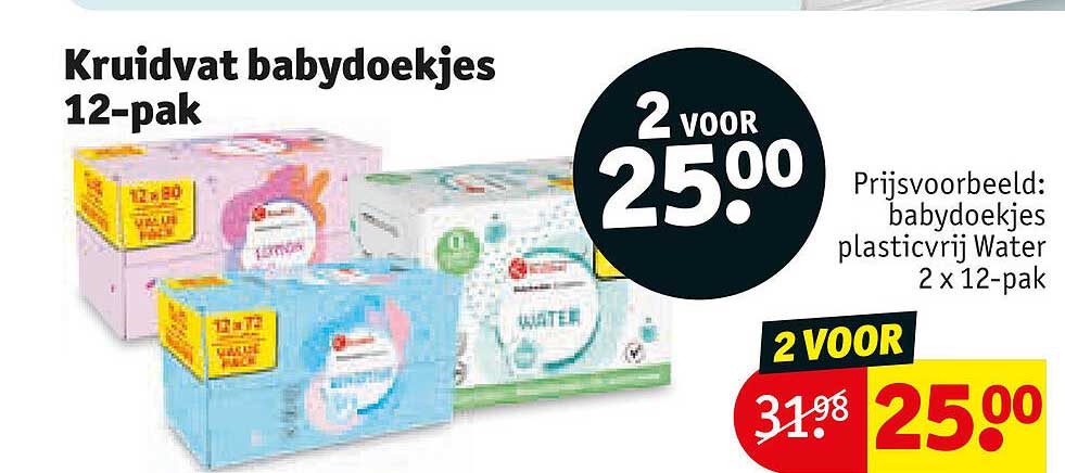 Kruidvat babydoekjes 12-pak 2 voor 25.00