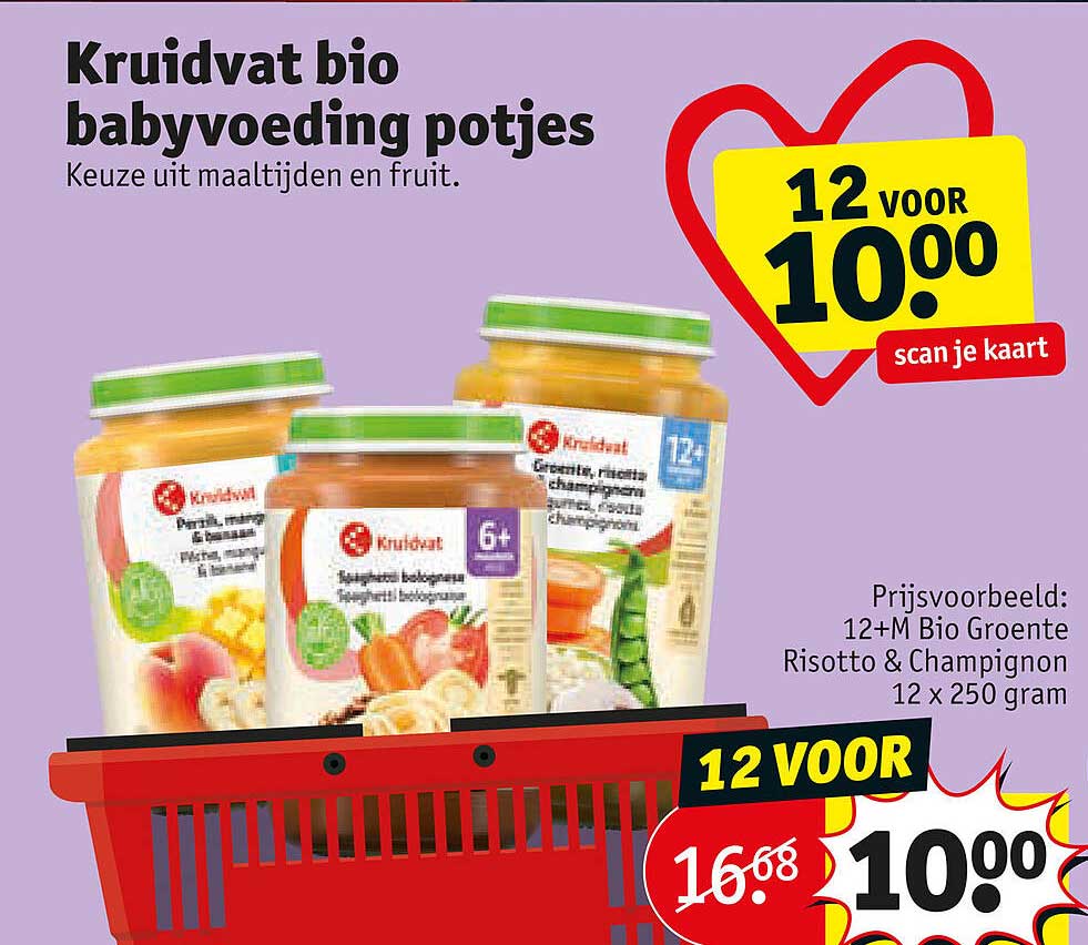 Kruidvat bio babyvoeding potjes 12 voor 10.00 scan je kaart