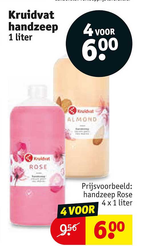 Kruidvat handzeep 1 liter 4 voor 6.00