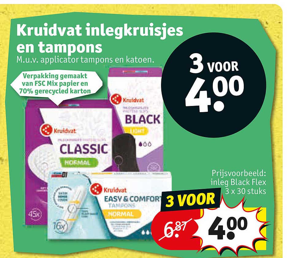 Kruidvat inlegkruisjes en tampons