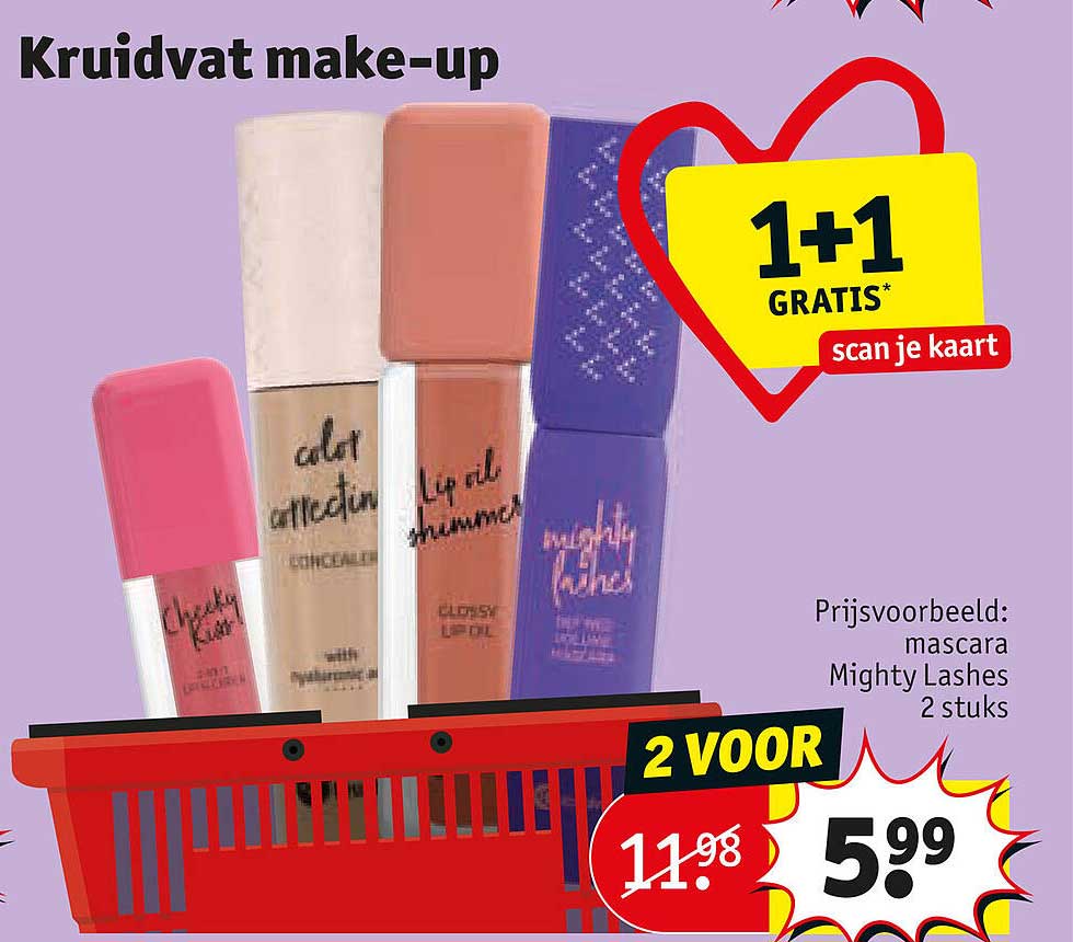 Kruidvat make-up 1+1 GRATIS* scan je kaart