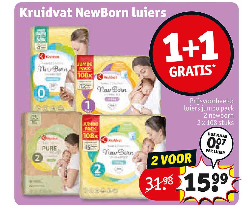Kruidvat NewBorn Luiers 1+1 gratis