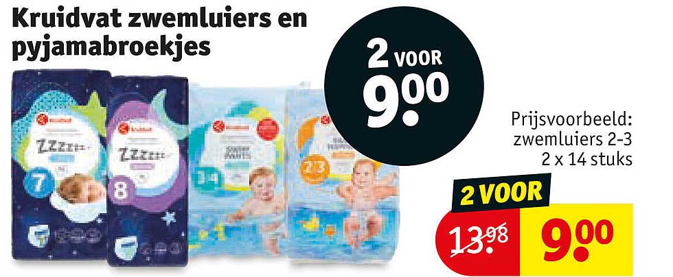 Kruidvat zwemluiers en pyjamabroekjes 2 voor 9.00