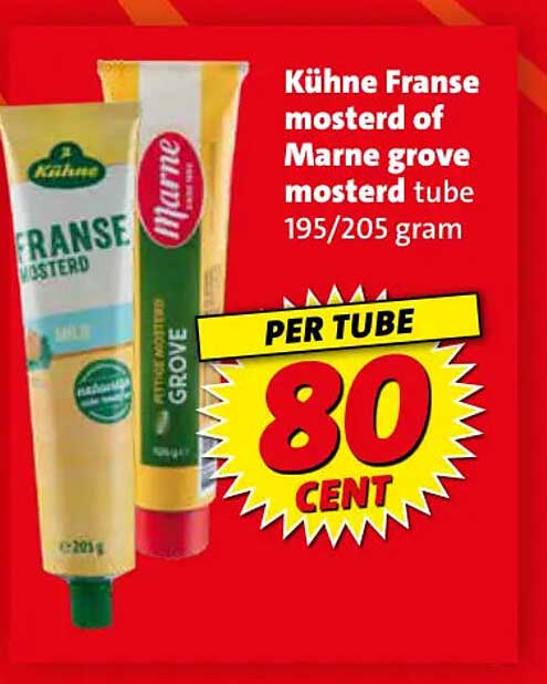 Kühne Franse mosterd of Marne grove mosterd tube 195/205 gram