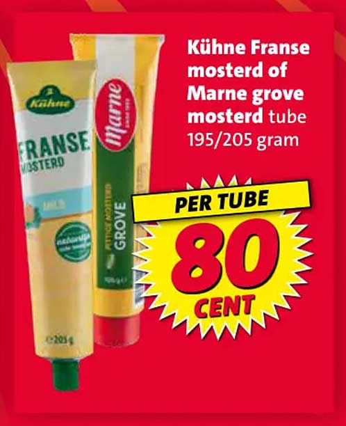 Kühne Franse mosterd of Marne grove mosterd tube 195/205 gram