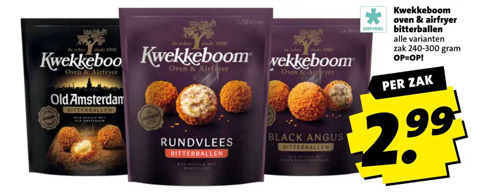 Kwekkeboom oven & airfryer bitterballen alle varianten zak 240-300 gram OP=OP! PER ZAK