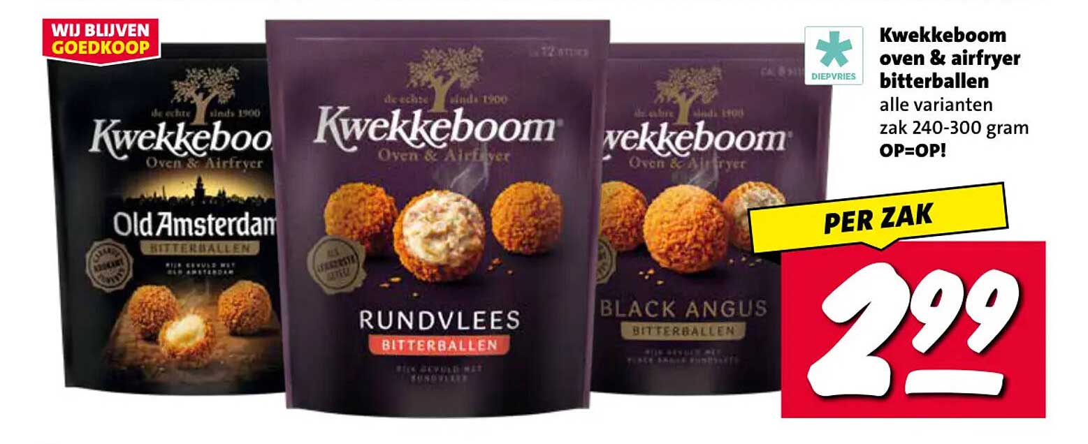 Kwekkeboom oven & airfryer bitterballen alle varianten zak 240-300 gram OP=OP!