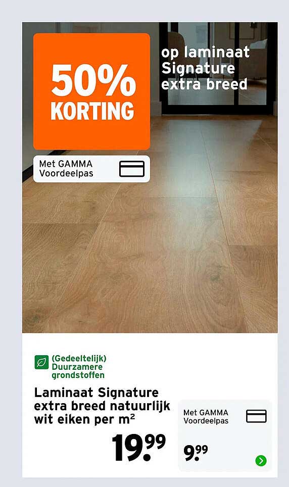 Laminaat Signature extra breed natuurlijk wit eiken per m² 50% KORTING