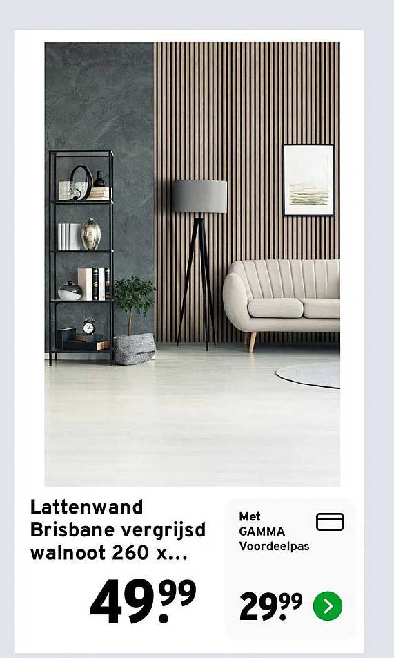 Lattenwand Brisbane vergrijsd walnoot 260 x...