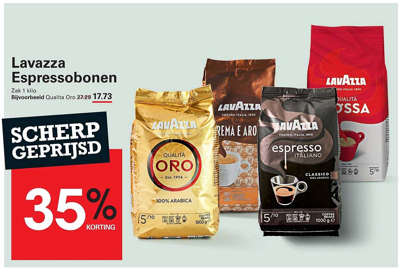 Lavazza Espressobonen Zak 1 kilo Bijvoorbeeld Qualita Oro 35% korting