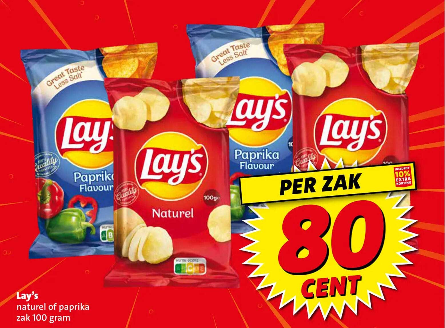 Lay's naturel of paprika zak 100 gram