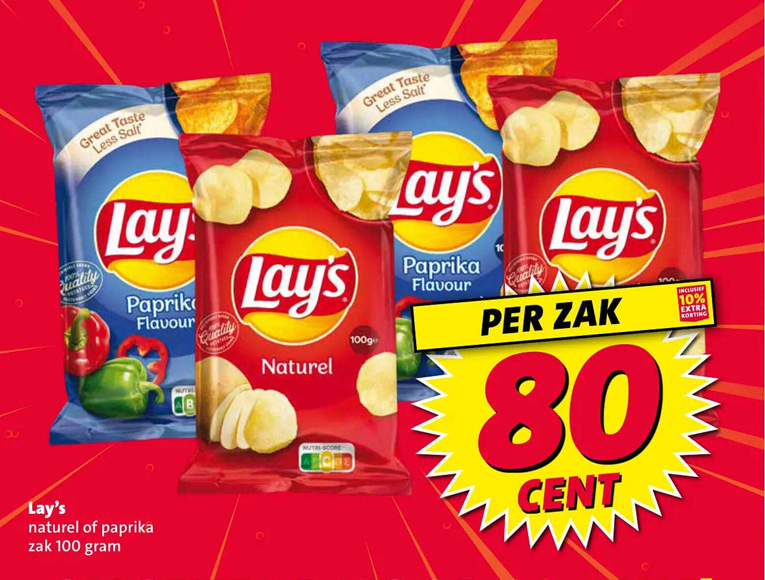 Lay's naturel of paprika zak 100 gram