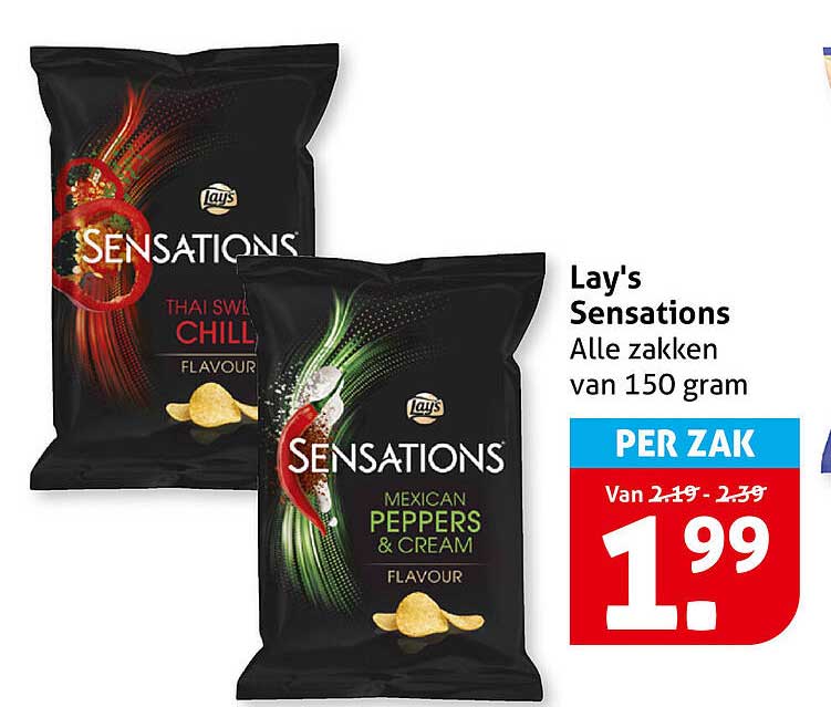 Lay's Sensations Alle zakken van 150 gram PER ZAK