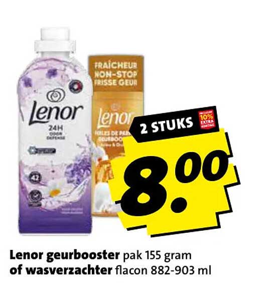 Lenor geurbooster pak 155 gram of wasverzachter flacon 882-903 ml 2 STUKS