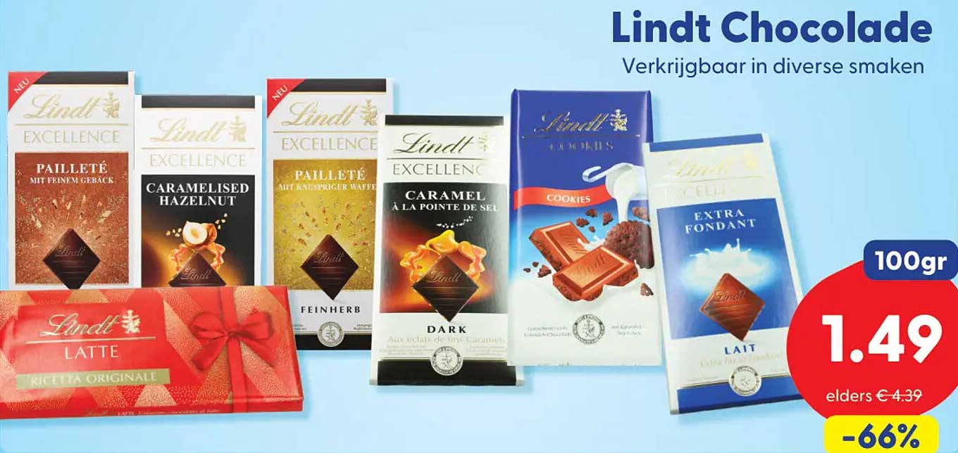 Lindt Chocolade 100gr