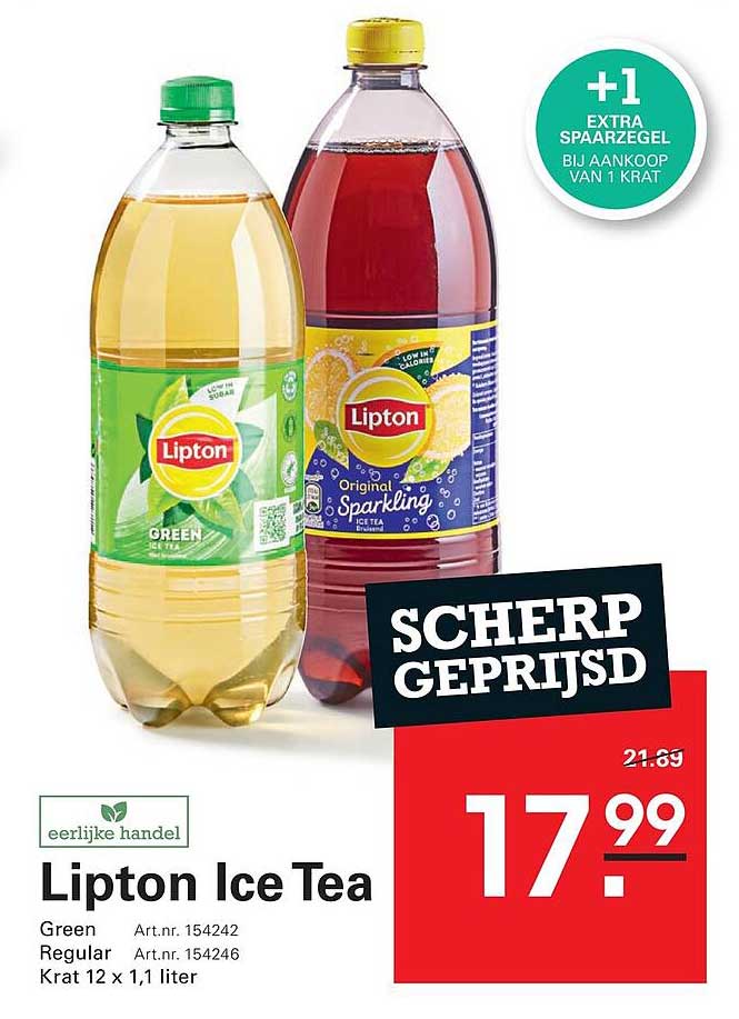 Lipton Ice Tea +1 extra spaarzegel bij aankoop van 1 krat