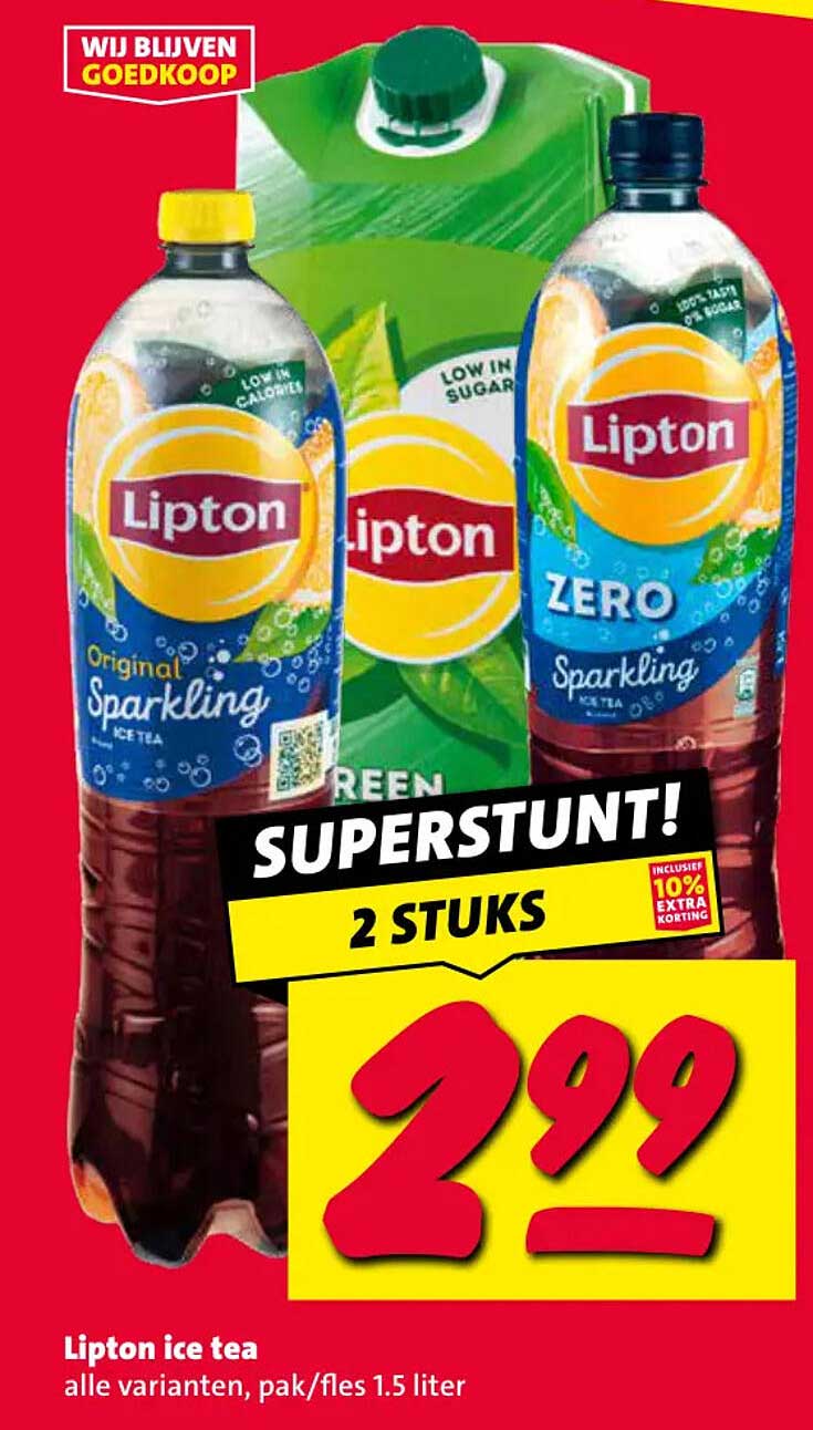 Lipton ice tea alle varianten, pak/fles 1.5 liter 2 stuks