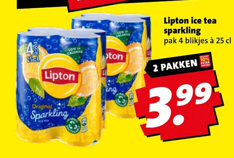 Lipton ice tea sparkling pak 4 blikjes à 25 cl