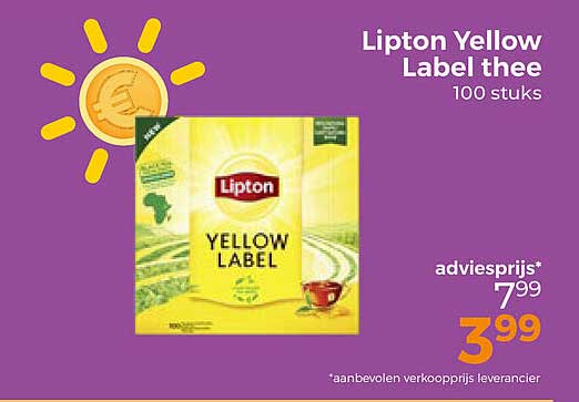 Lipton Yellow Label thee 100 stuks