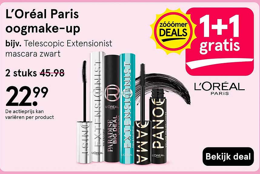 L'Oréal Paris oogmake-up 1+1 gratis