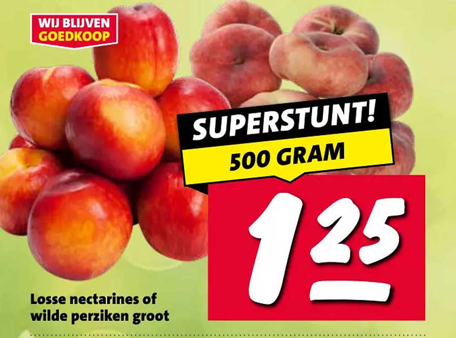 Losse nectarines of wilde perziken groot SUPERSTUNT! 500 GRAM